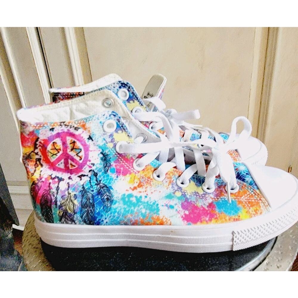 Yes We Vibe High Top Unisex Canvas Athletic Sneakers Tie Dye Womens 6 Men 4.5 - Picture 11 of 11